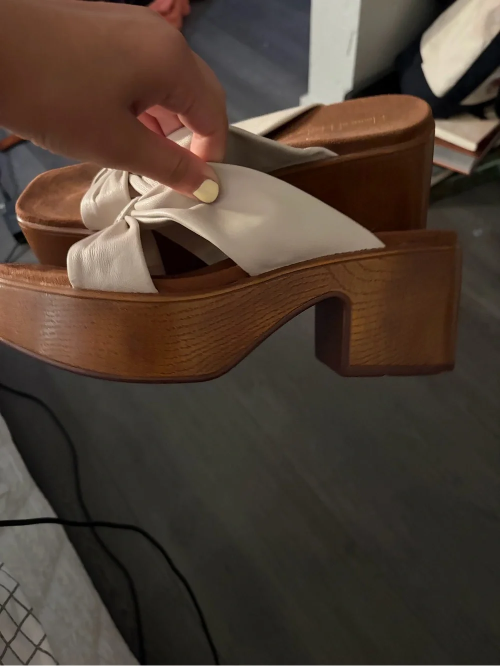 House of Harlow 1960 Cream Knot Platform Sandals